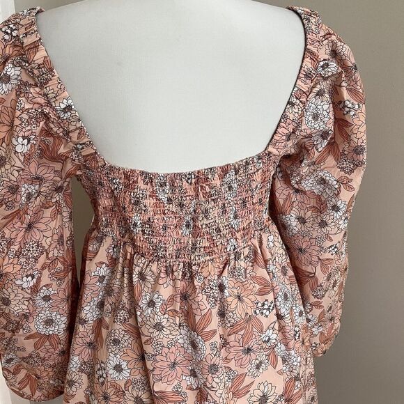 J Crew Babydoll mini Dress Ditzy Floral Puff Sleeve Cottagecore Prairie Peasant - Picture 12 of 16